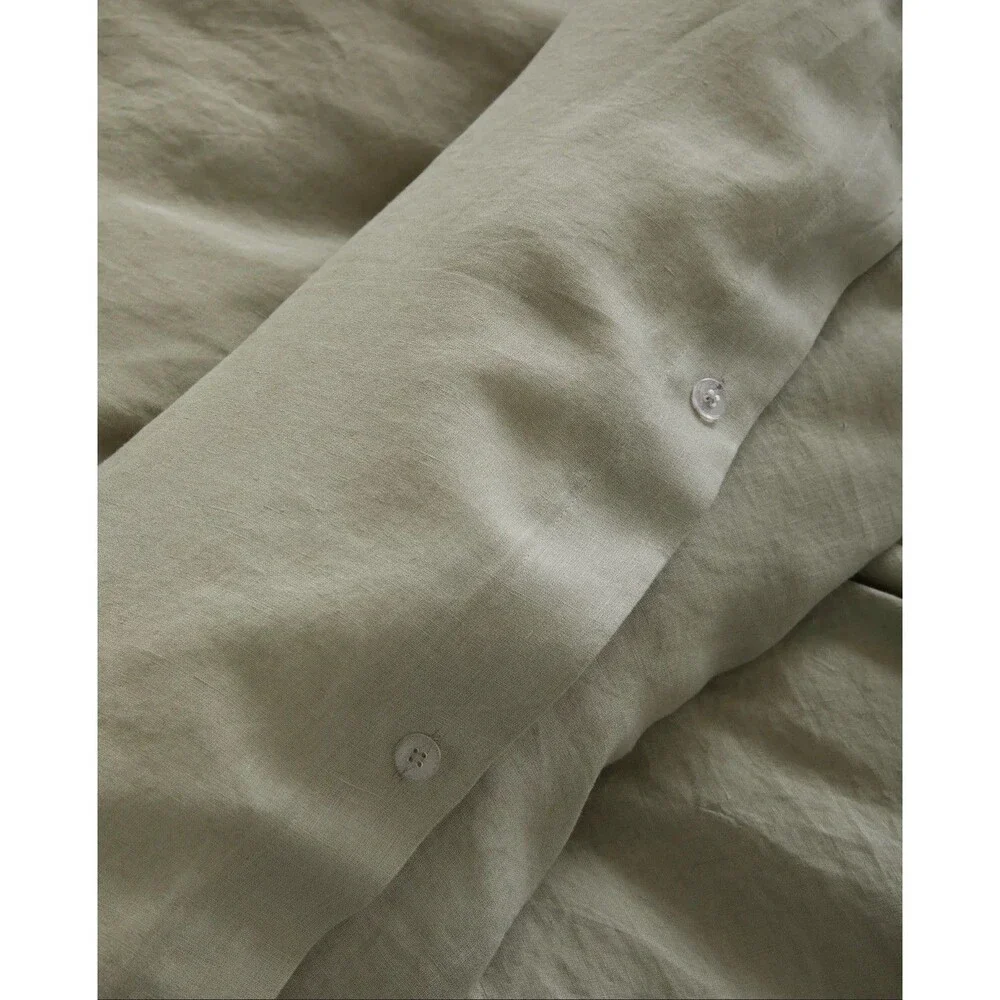 Quince European Linen Duvet Cover Set Full Queen Willowleaf 100% Flax New $194